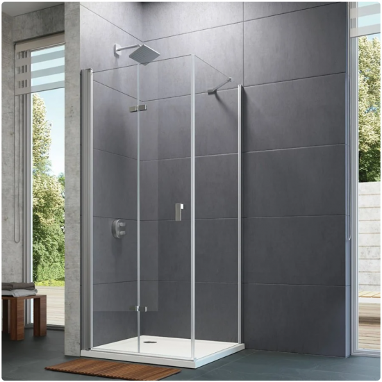 Design Pure Bir Katlanır Kapı Duş Teknesi Üstü Yan Panelli Duşakabin Design Pure Bir Katlanır Kapı Duş Teknesi Üstü Yan Panelli Duşakabin