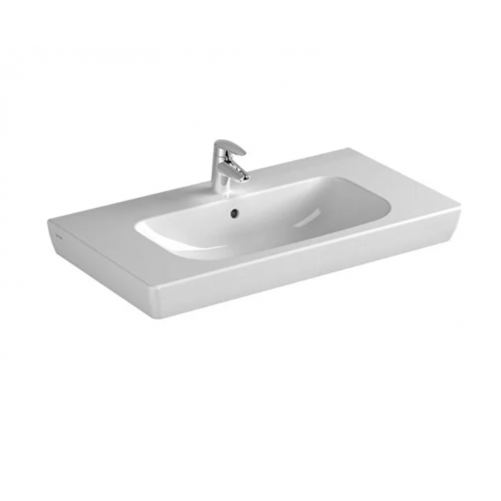 S20 Etajerli lavabo Dikdörtgen, 85x46 cm, tek armatür delikli, su taşma delikli, beyaz
