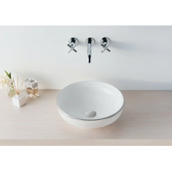 Water Jewels Çanak lavabo Yuvarlak, kompakt, 40x40 cm, armatür deliksiz, su taşma deliksiz, Clean, beyaz
