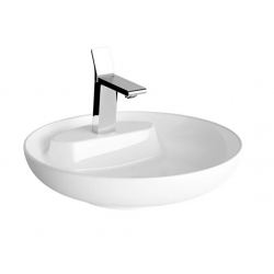 Memoria Çanak lavabo Yuvarlak, kompakt, 50x51 cm, tek armatür delikli, su taşma deliksiz, Clean, beyaz