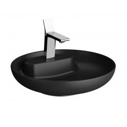 Memoria Çanak lavabo Yuvarlak, kompakt, 50x51 cm, tek armatür delikli, su taşma deliksiz, Clean, mat siyah