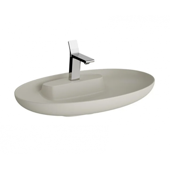 Memoria Çanak lavabo Oval, 75x47 cm, tek armatür delikli, su taşma deliksiz, Clean, mat bej