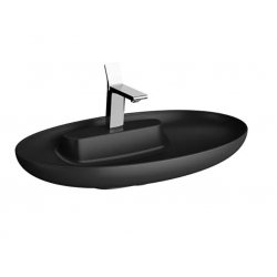 Memoria Çanak lavabo Oval, 75x47 cm, tek armatür delikli, su taşma deliksiz, Clean, mat siyah
