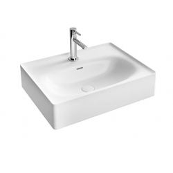 Equal Çanak lavabo Dikdörtgen, 60x45 cm, tek armatür delikli, su taşma delikli, Clean, beyaz