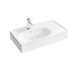 Equal Çanak lavabo Dikdörtgen, 80x45 cm, tek armatür delikli, su taşma delikli, Clean, beyaz