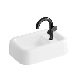 Liquid Çanak lavabo Yuvarlak, 60x40 cm, tek armatür delikli, su taşma deliksiz, Clean, beyaz