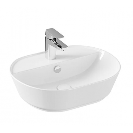 Geo Çanak lavabo Oval, 55x43 cm, tek armatür delikli, su taşma delikli, beyaz