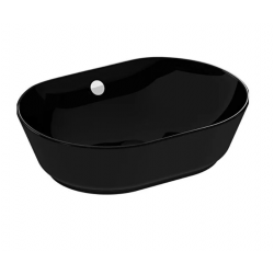 Geo Çanak lavabo Oval, 55x40 cm, armatür deliksiz, su taşma delikli, siyah
