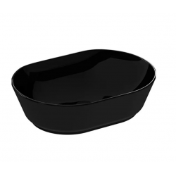 Geo Çanak lavabo Oval, 55x40 cm, armatür deliksiz, su taşma deliksiz, siyah