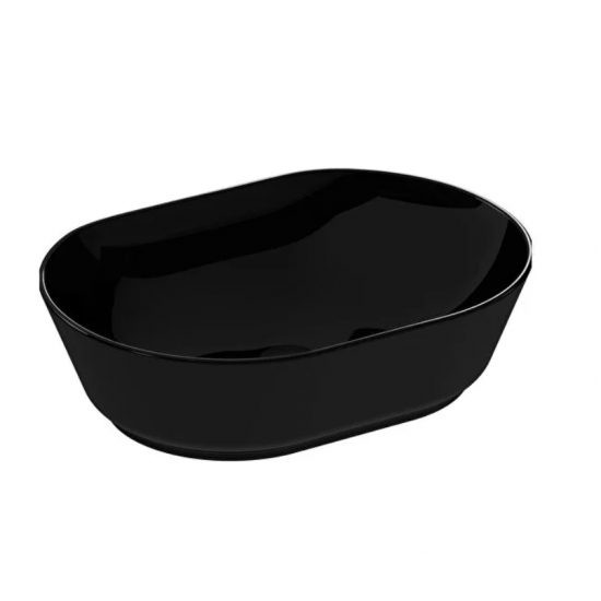 Geo Çanak lavabo Oval, 55x40 cm, armatür deliksiz, su taşma deliksiz, siyah