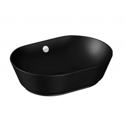 Geo Çanak lavabo Oval, 55x40 cm, armatür deliksiz, su taşma delikli, mat siyah