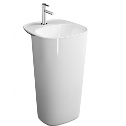Plural Monoblok lavabo Dikdörtgen, kompakt, 50x53 cm, tek armatür delikli, su taşma deliksiz, Clean, beyaz